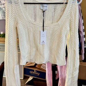 Pink Rose Women's Cream Sweater